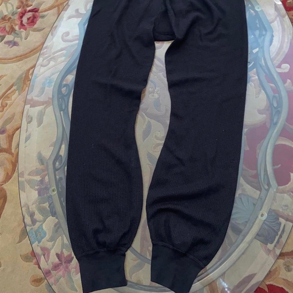 Men’s black long john chaps pajamas dad pants winter comfy bottoms casual sweats - Picture 12 of 12